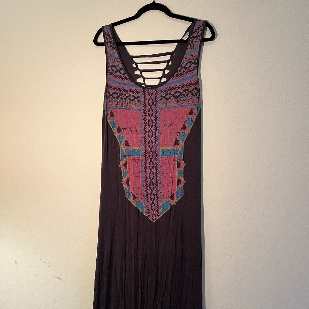 Long Xhilaration Aztec Style Tunic Dress